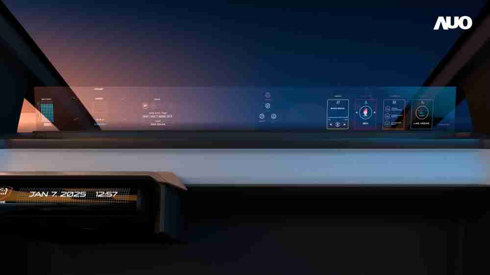 冰球突破无界透明显示接口(Horizon Image Glass)透过车运算方案整合仪表板、、、中控台及副驾显示器，，，一体式全景呈现，，，提供乘用者清晰的前方视野、、行车必要信息与娱乐功能